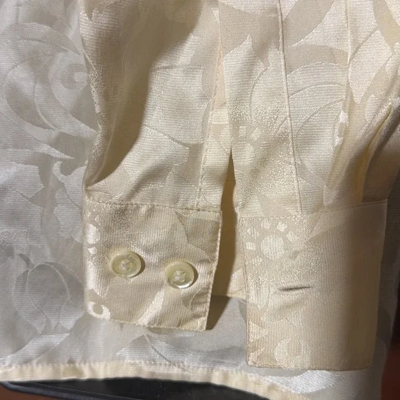 Worthington Women's Vintage Silk Cream Blouse Long Sleeve Button Up Collared 12 - Picture 8 of 10